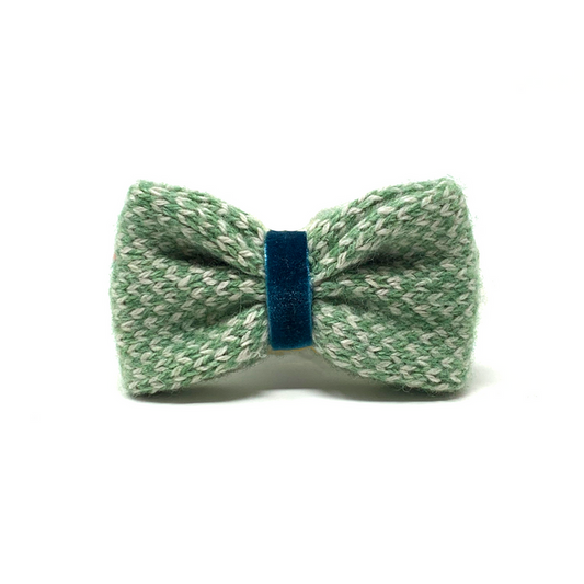 Stocky & Dee Harris Design - Luxury Dog Bow Tie - Green & Dove