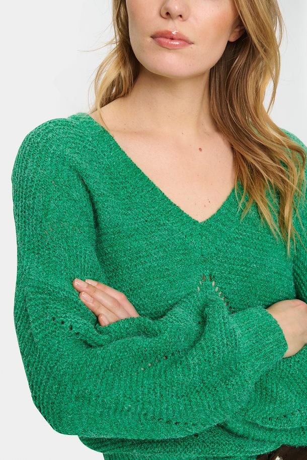 ICHI Felia Pullover in Gumdrop Green Melange