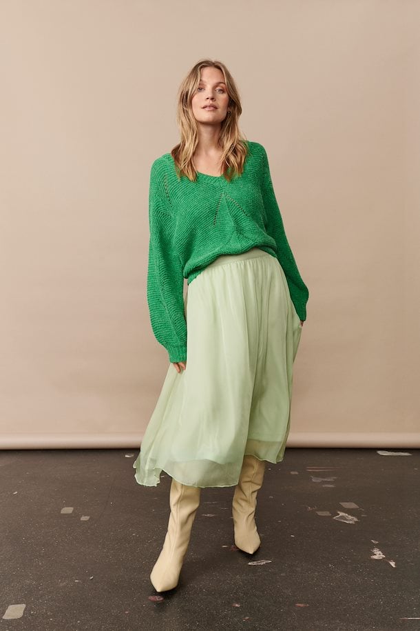 ICHI Felia Pullover in Gumdrop Green Melange