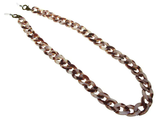 White Tortoiseshell Flat Chunky Reading Glasses Chain 