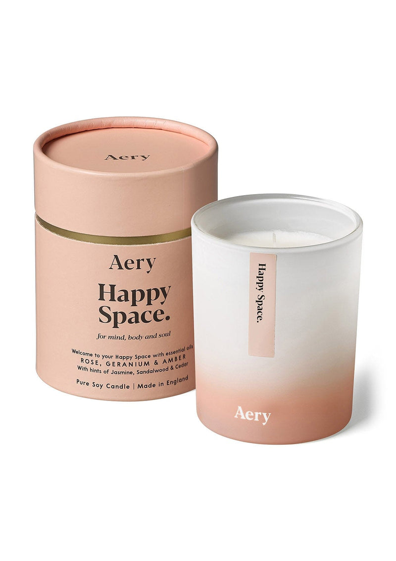 Aery Happy Space Scented Candle - Rose Geranium & Amber