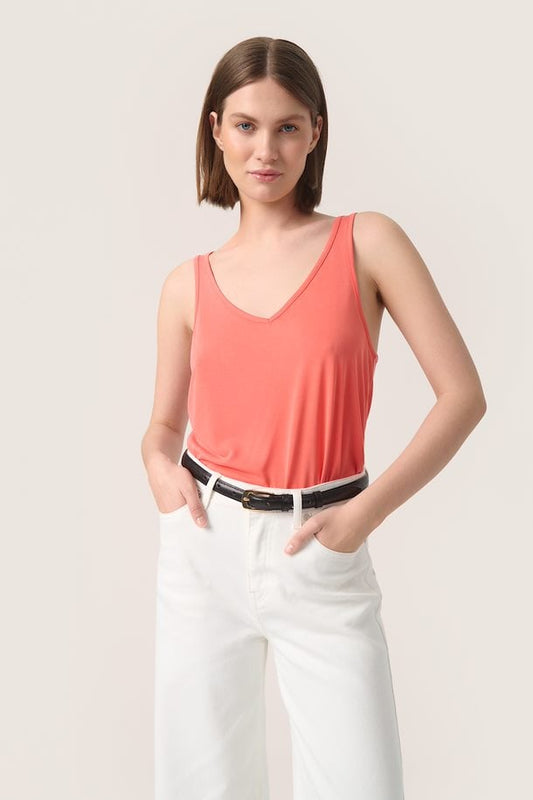 Soaked in Luxury Columbine Tank Top in Hot Coral
