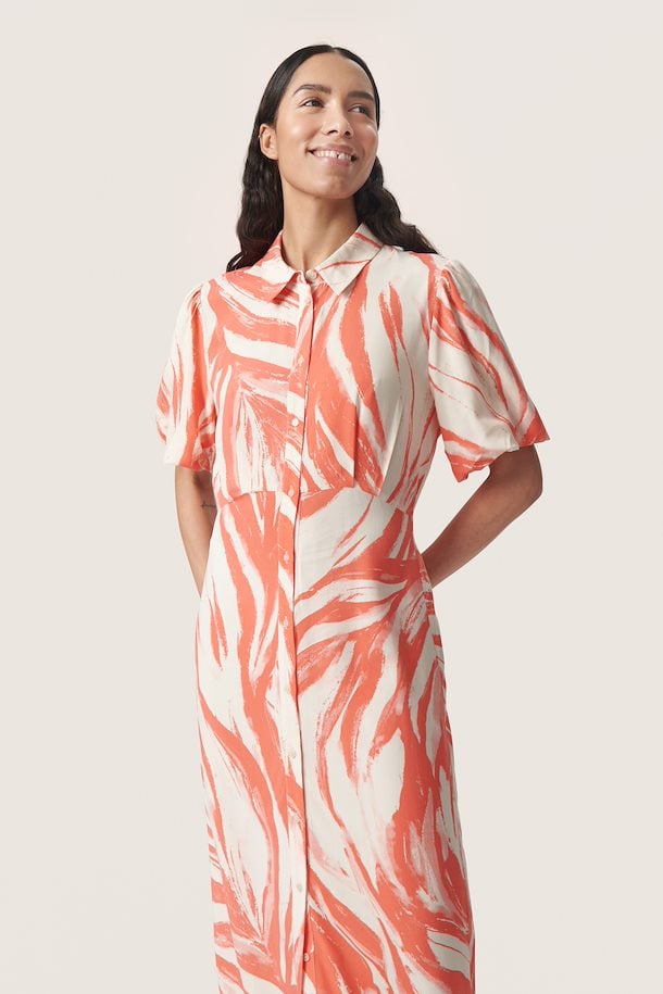 Soaked in Luxury Wynter Midi Dress in Hot Coral Wave
