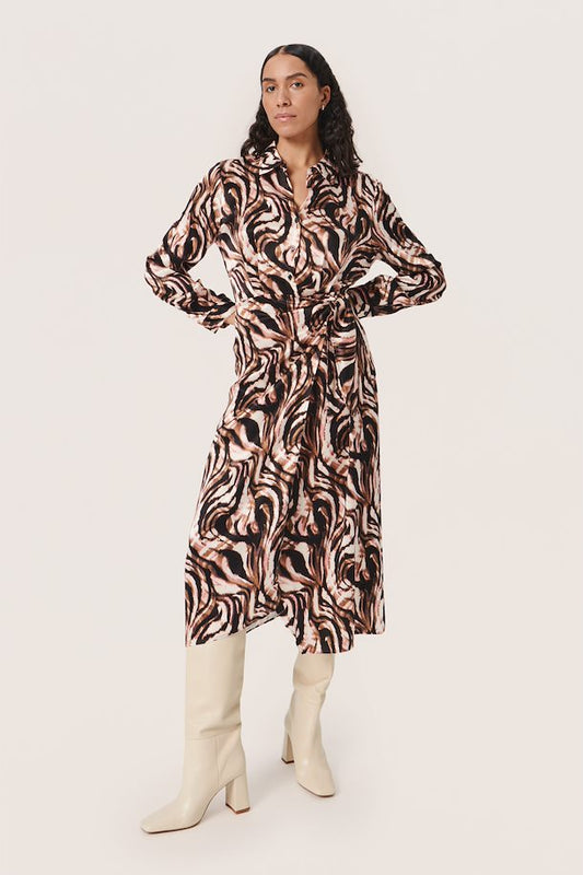 Soaked in Luxury Leighton midi length Dress with swirl pattern
