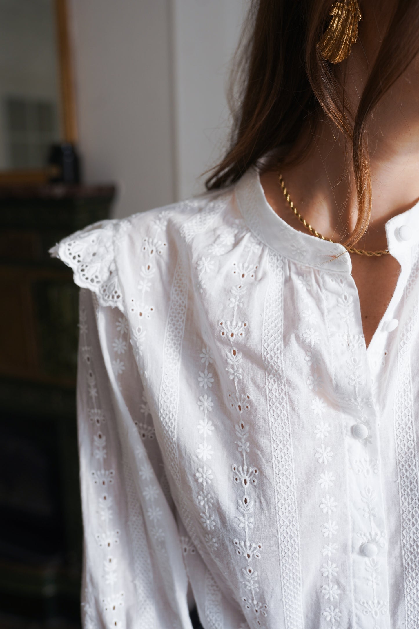 Juliette Frill Detail Broderie Blouse