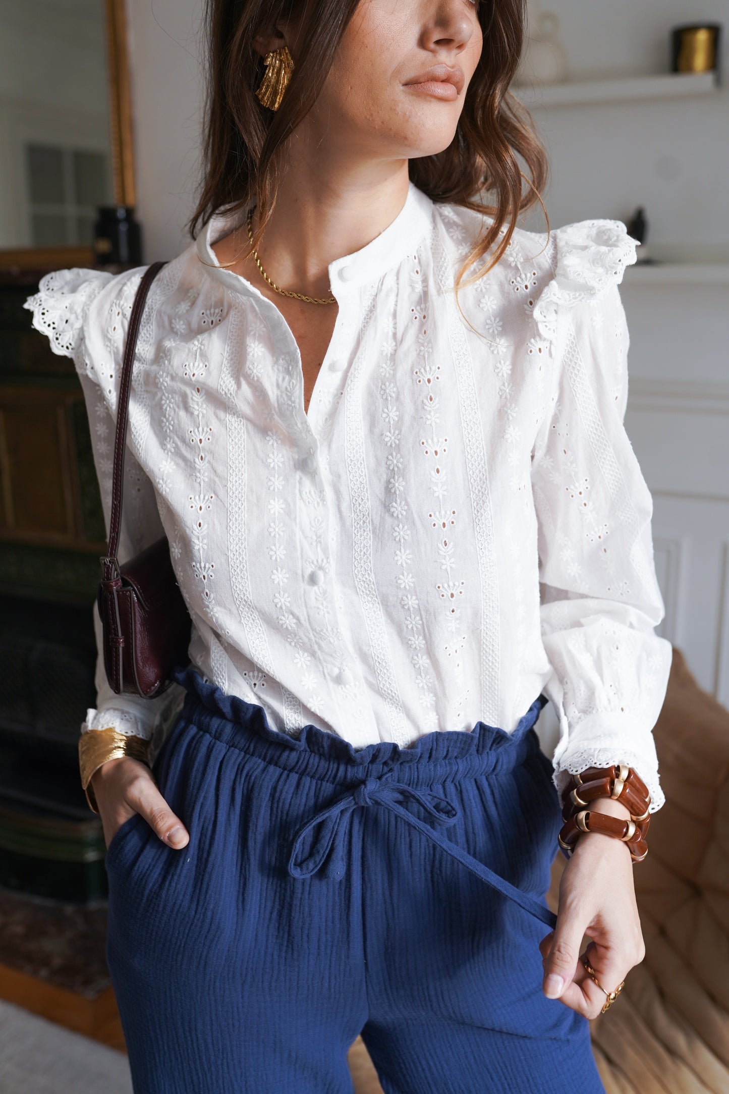 Juliette Frill Detail Broderie Blouse