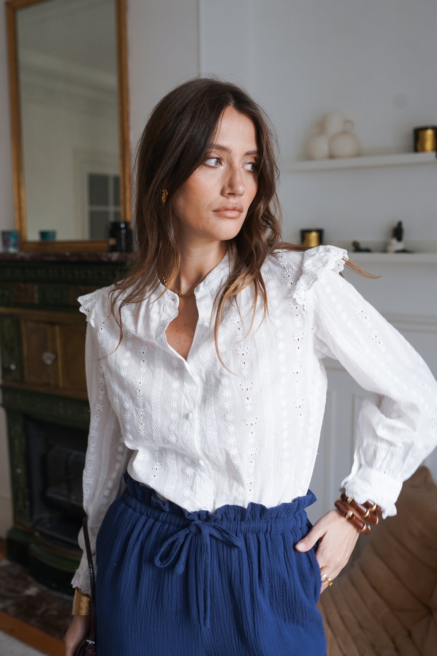 Juliette Frill Detail Broderie Blouse