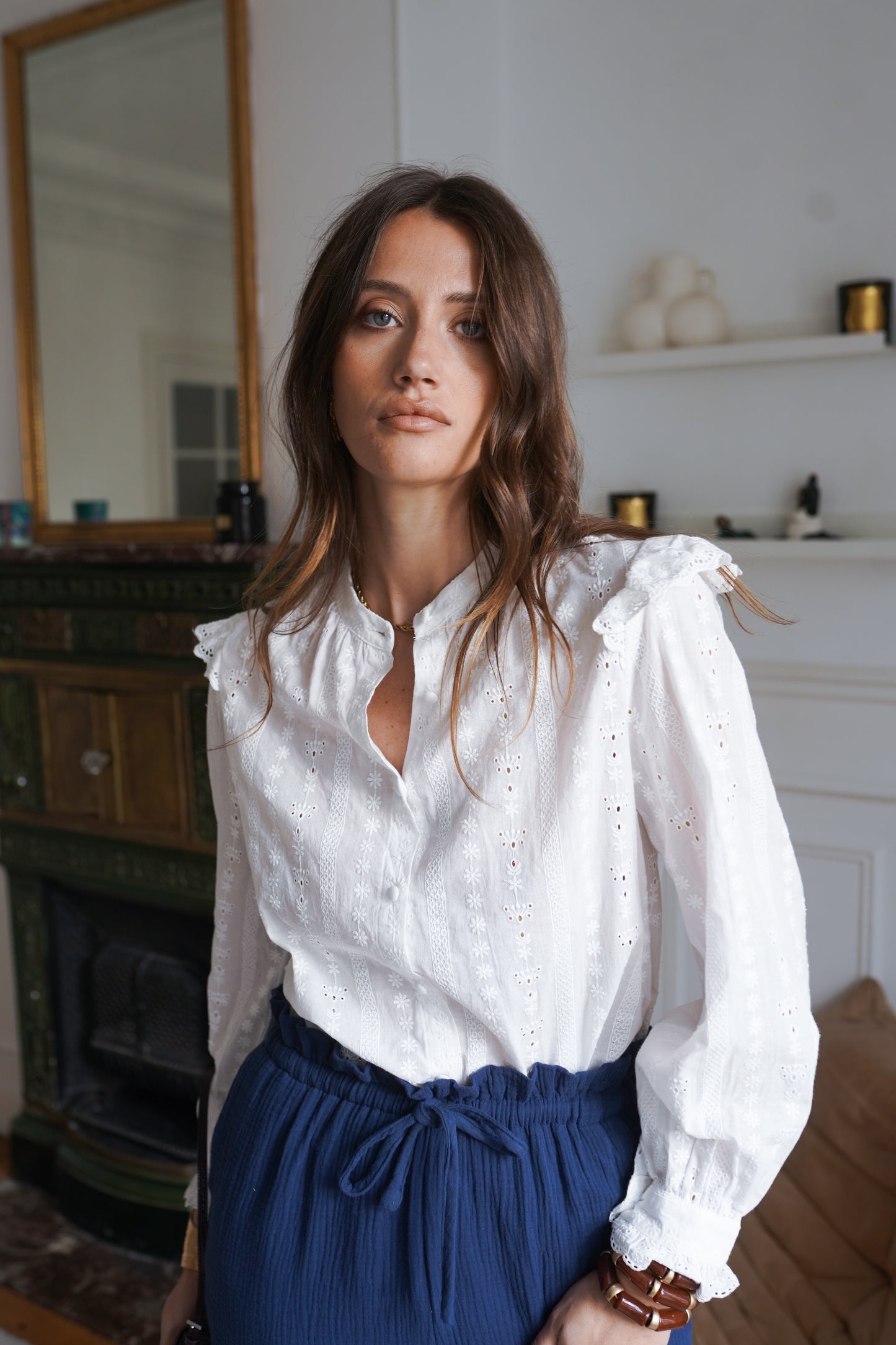Juliette Frill Detail Broderie Blouse
