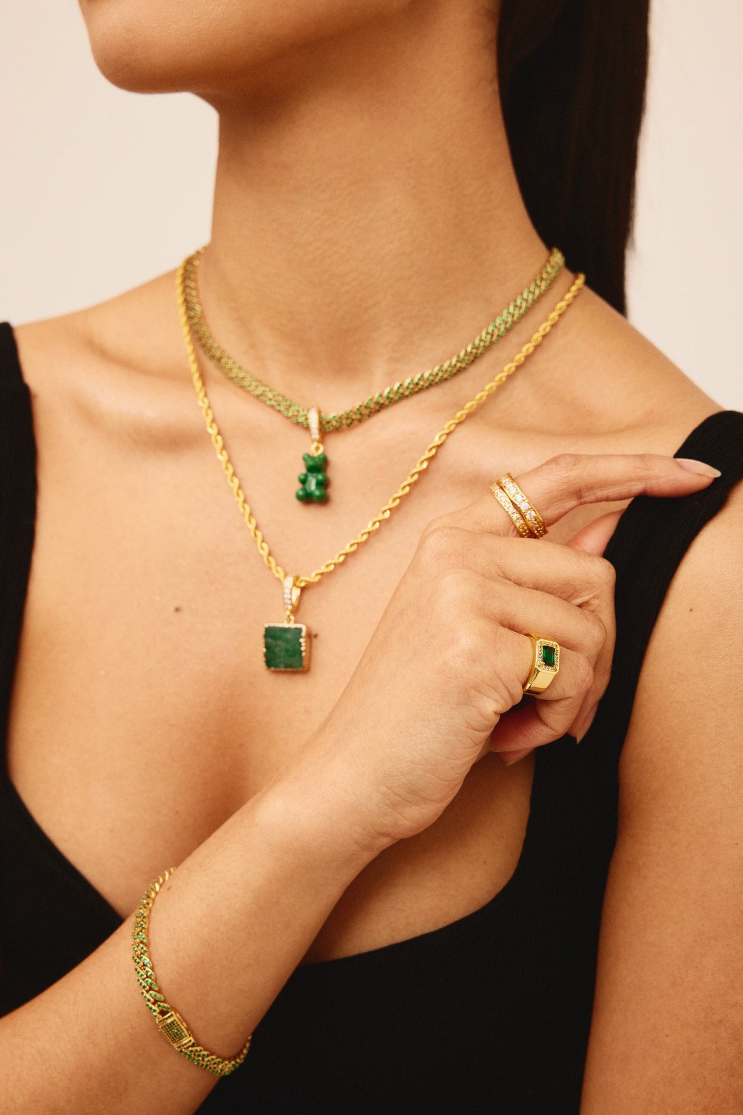 Crystal Haze Green Quartz Pave Connector