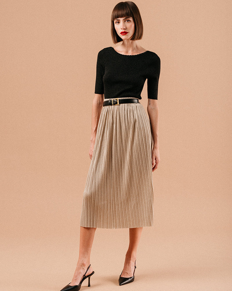 The LUZ skirt by Grace & Mila paired with a black bodysuit 
