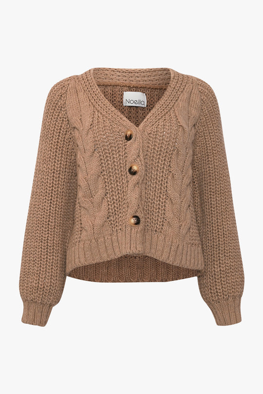 Noella Kini loose Knit Cardigan in Sand with plait detail