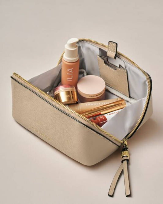 Katie Loxton Fold-Out Make Up Bag in Light Taupe