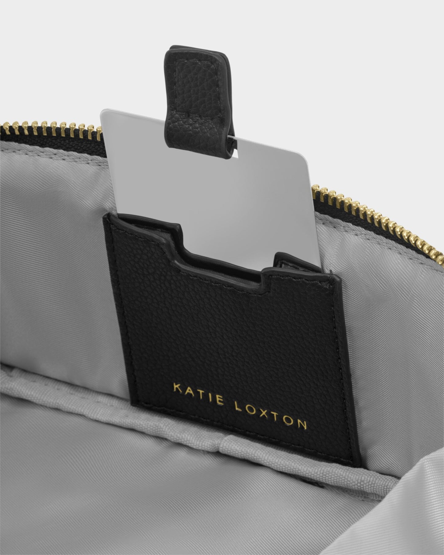 Katie Loxton Fold-Out Mirror Make Up Bag in Black