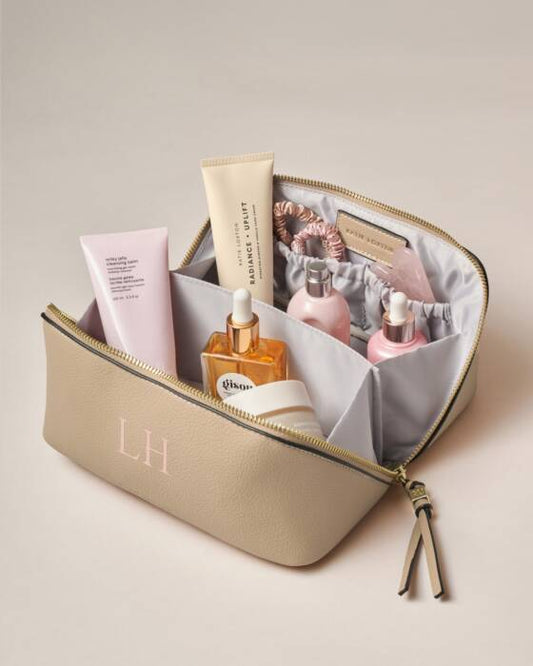 Katie Loxton Soho Medium Make Up/ Wash Bag in Light Taupe