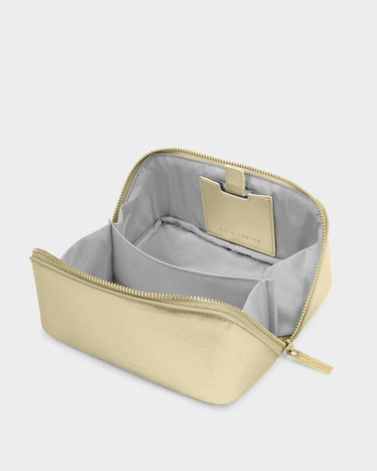 Katie Loxton Fold-Out Make Up Bag in Gold Patent Crackle