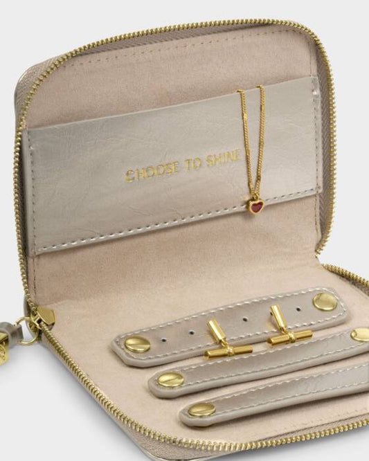 Katie Loxton Slim Jewellery Case - Choose To Shine - Pewter