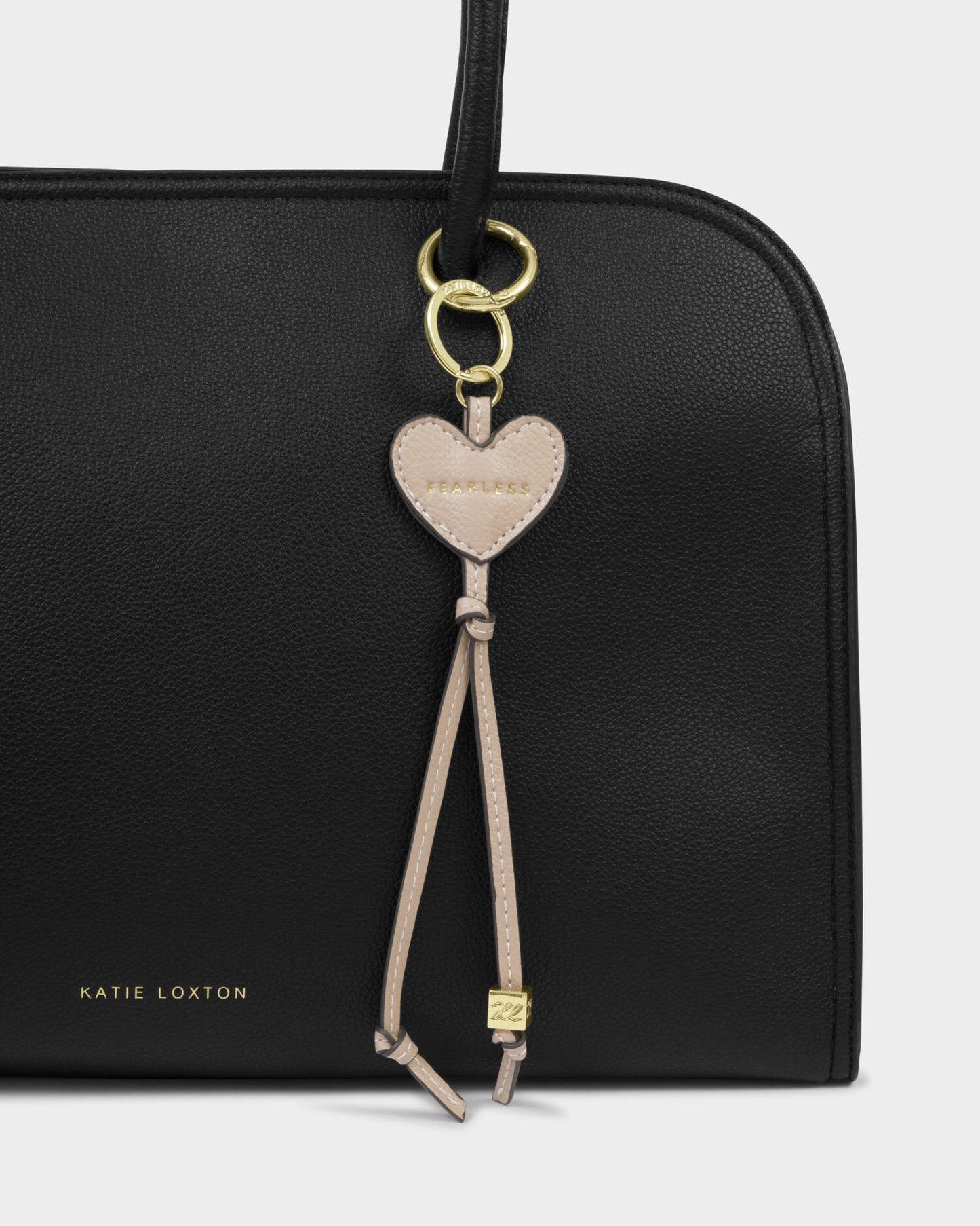 Katie Loxton Heart Bag Charm Keyring - Fearless - Latte
