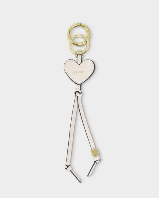 Katie Loxton Heart Bag Charm Keyring - Love - Off White