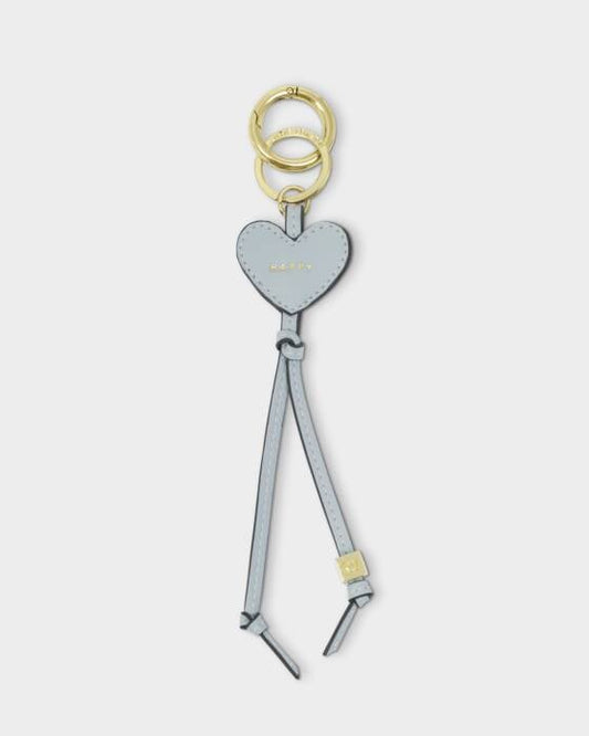 Katie Loxton Heart Bag Charm Keyring - Happy - Moonstone Blue