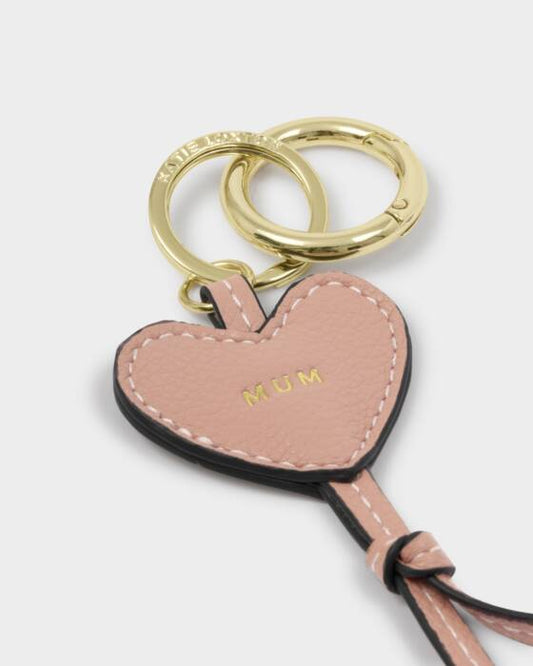 Katie Loxton Heart Bag Charm Keyring - Mum - Blush Taupe