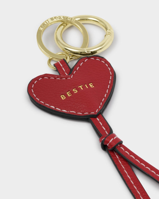 Katie Loxton Heart Bag Charm Keyring - Bestie - Red