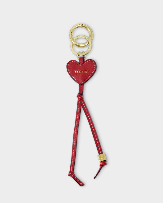 Katie Loxton Heart Bag Charm Keyring - Bestie - Red
