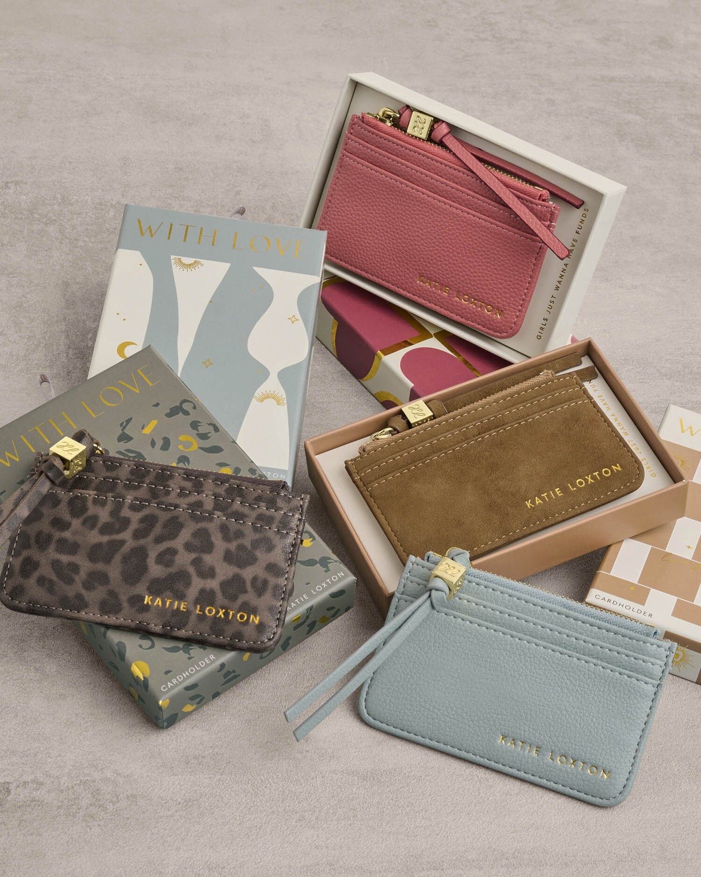 Katie Loxton Gift Boxed Coin & Card Holder in Leopard 'With Love'