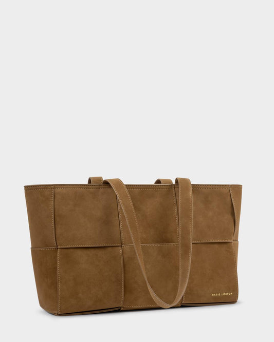 Katie Loxton Taya Hand Woven in Caramel Suedette Tote Bag