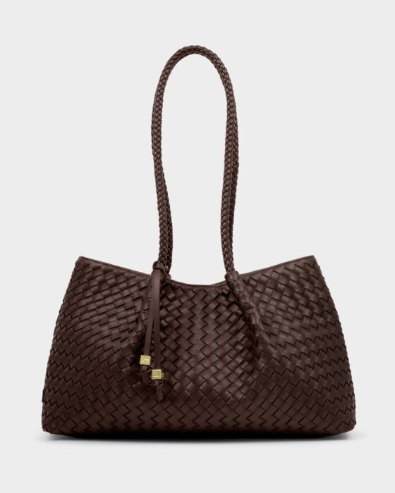 Katie Loxton Nova Hand Woven Small Shoulder Tote in Chocolate