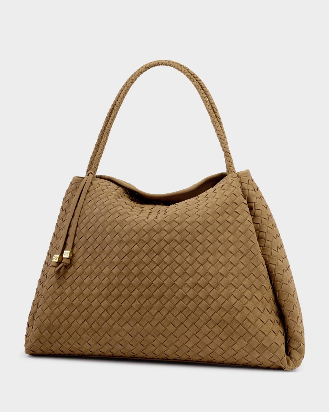Katie Loxton Nova Hand Woven Small Shoulder Tote in Light Caramel Suedette