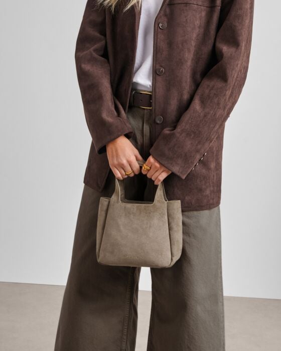 Katie Loxton Raya Suedette Top Handle Bag in Mink Suedette