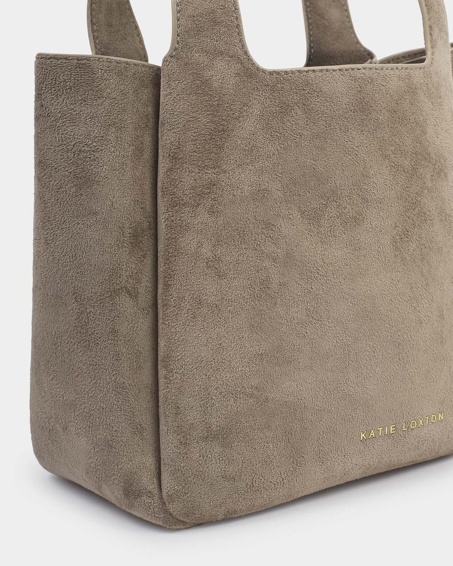 Katie Loxton Raya Suedette Top Handle Bag in Mink Suedette