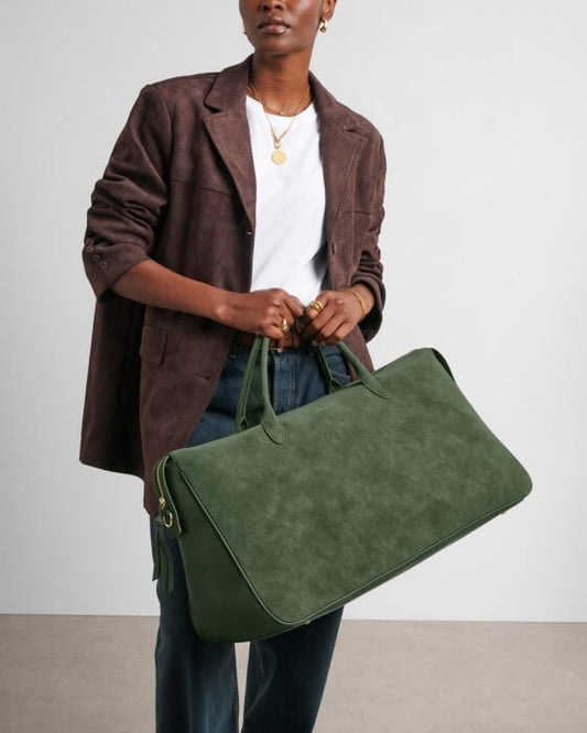 Katie Loxton Ascot Suedette Weekend Bag & Pouch Organiser in Forest Green Suedette