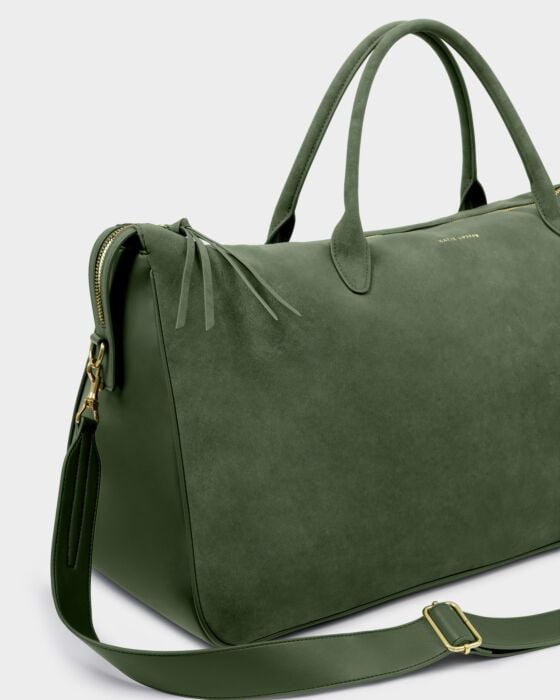Katie Loxton Ascot Suedette Weekend Bag & Pouch Organiser in Forest Green Suedette