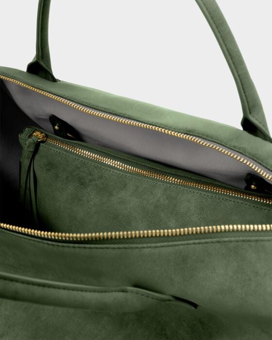 Katie Loxton Ascot Suedette Weekend Bag & Pouch Organiser in Forest Green Suedette