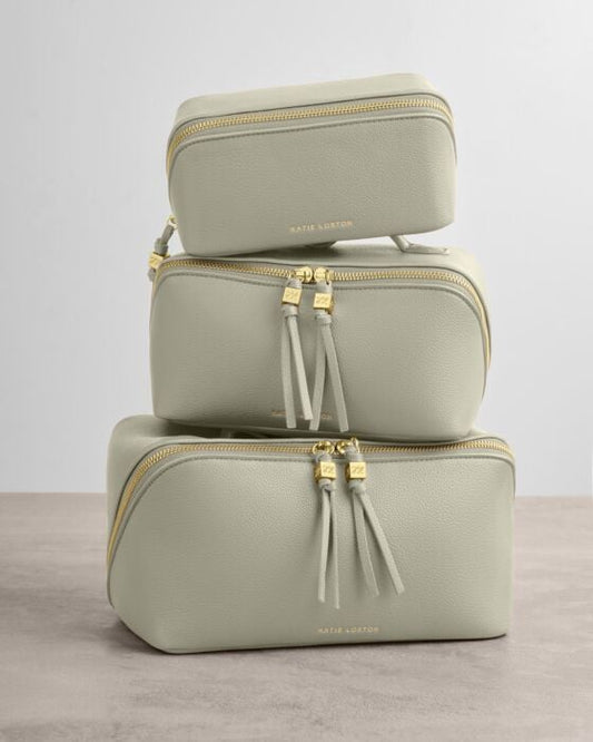 Katie Loxton Fold-Out Mirror Make Up Bag in Green Mist