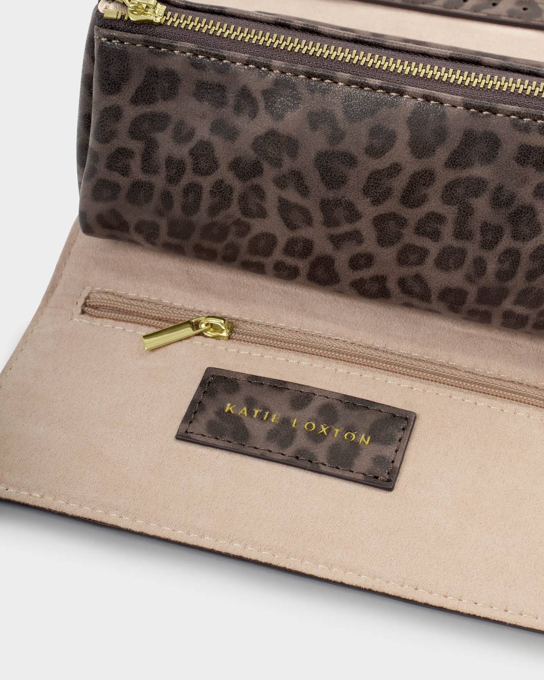 Katie Loxton Suedette Travel Jewellery & Accessories Organiser in Leopard