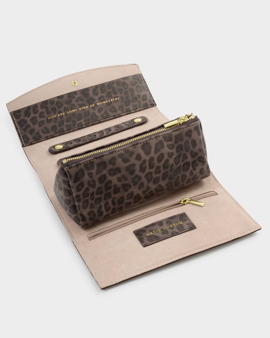 Katie Loxton Suedette Travel Jewellery & Accessories Organiser in Leopard