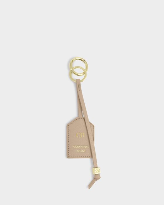 Katie Loxton Sentiment Tag Keyring - Amazing Mum - in Light Taupe