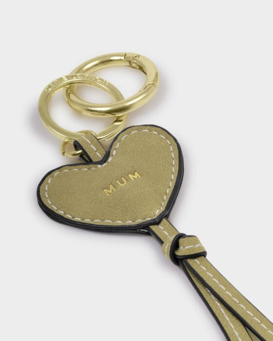 Katie Loxton Heart Charm Tag Keyring - Mum - in Bright Sage Suedette