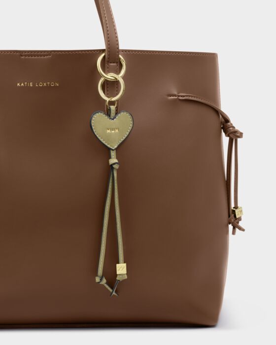 Katie Loxton Heart Charm Tag Keyring - Mum - in Bright Sage Suedette