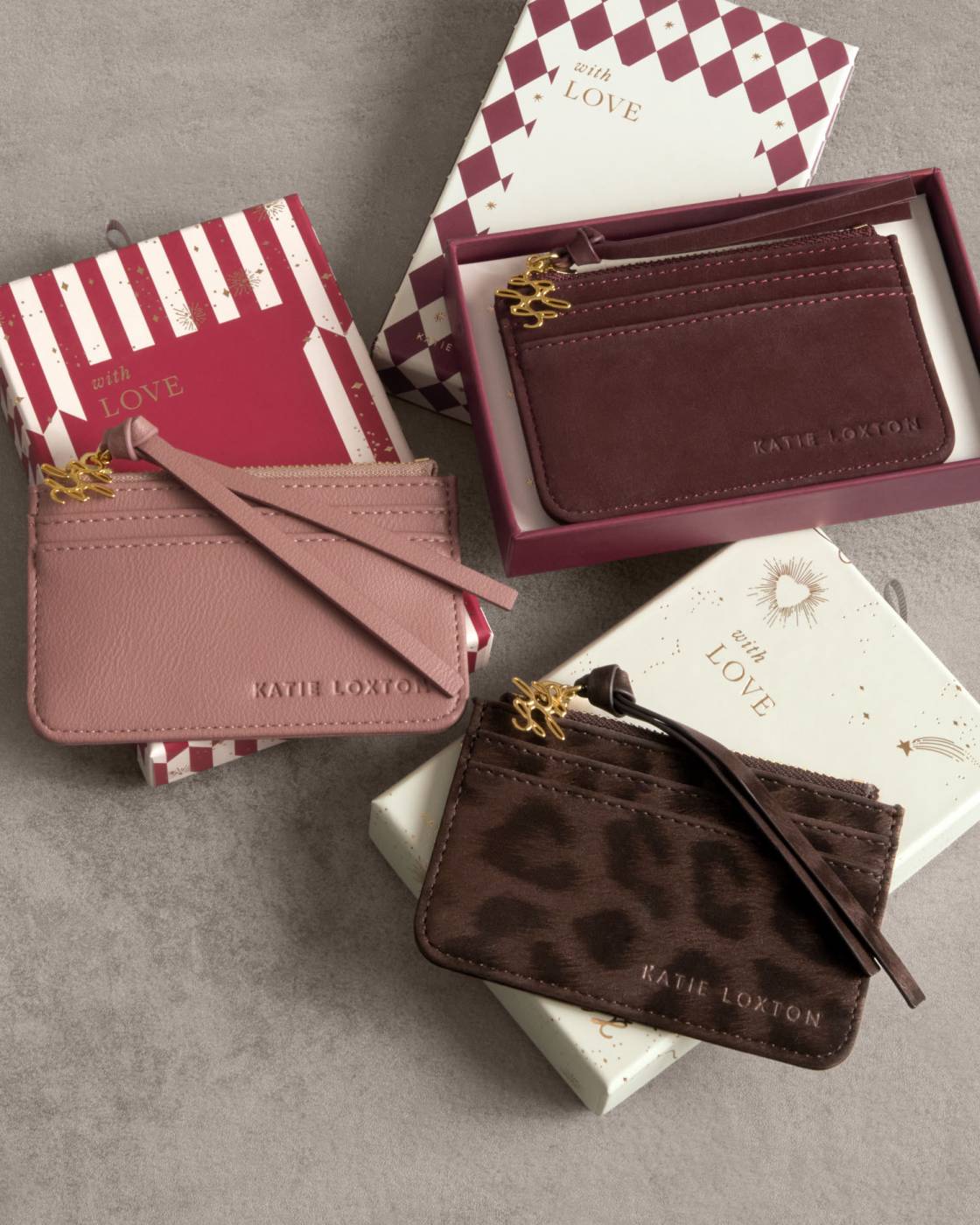 Katie Loxton Gift Boxed Coin & Card Holder in Chocolate Leopard