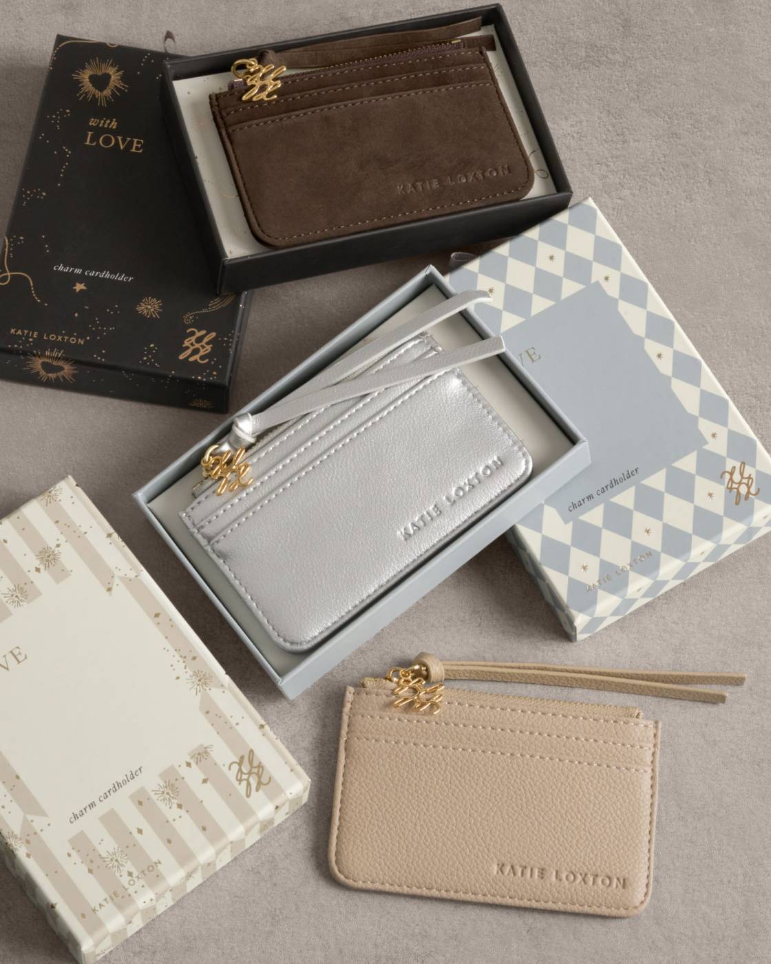 Katie Loxton Gift Boxed Coin & Card Holder in Chocolate Suedette