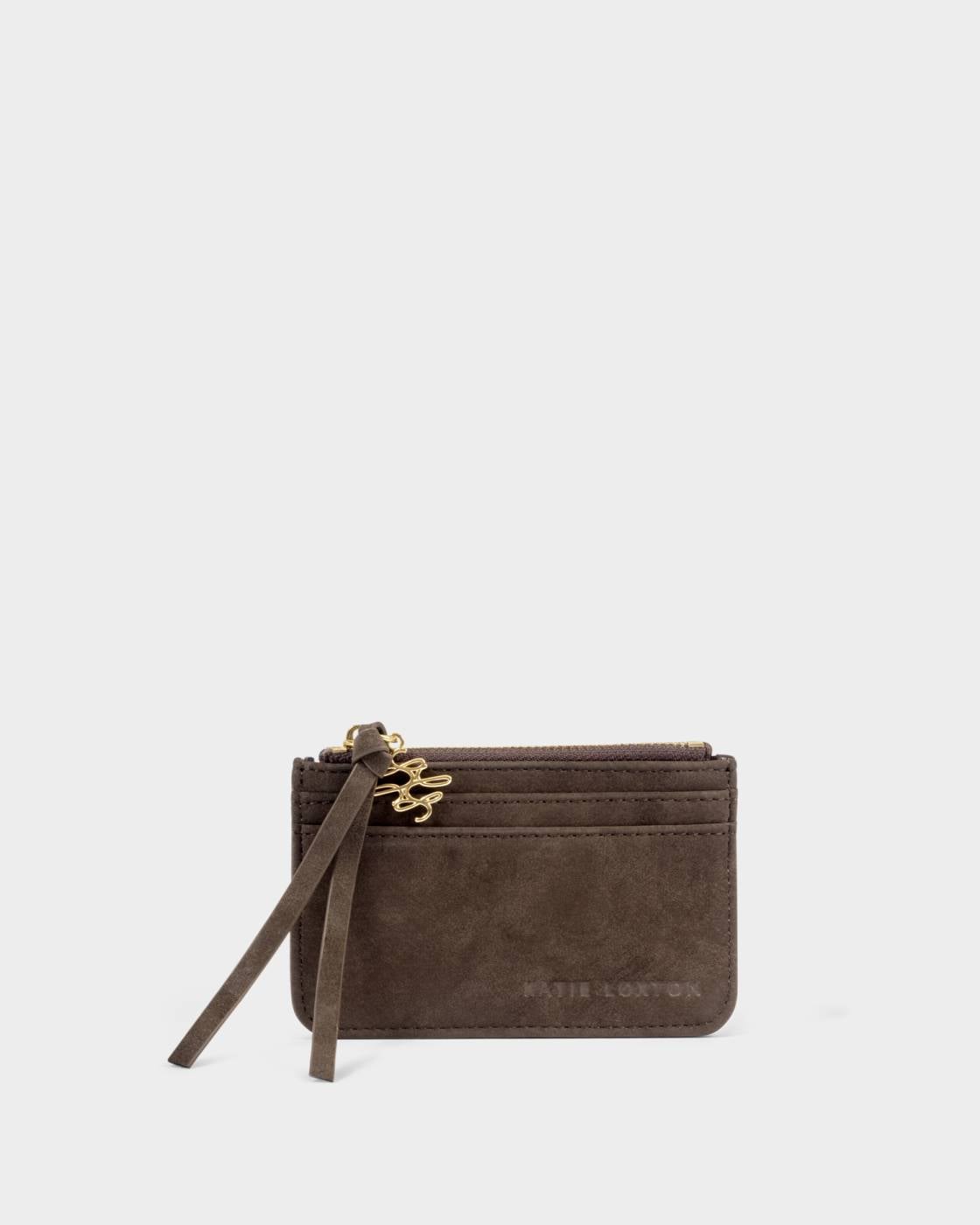 Katie Loxton Gift Boxed Coin & Card Holder in Chocolate Suedette
