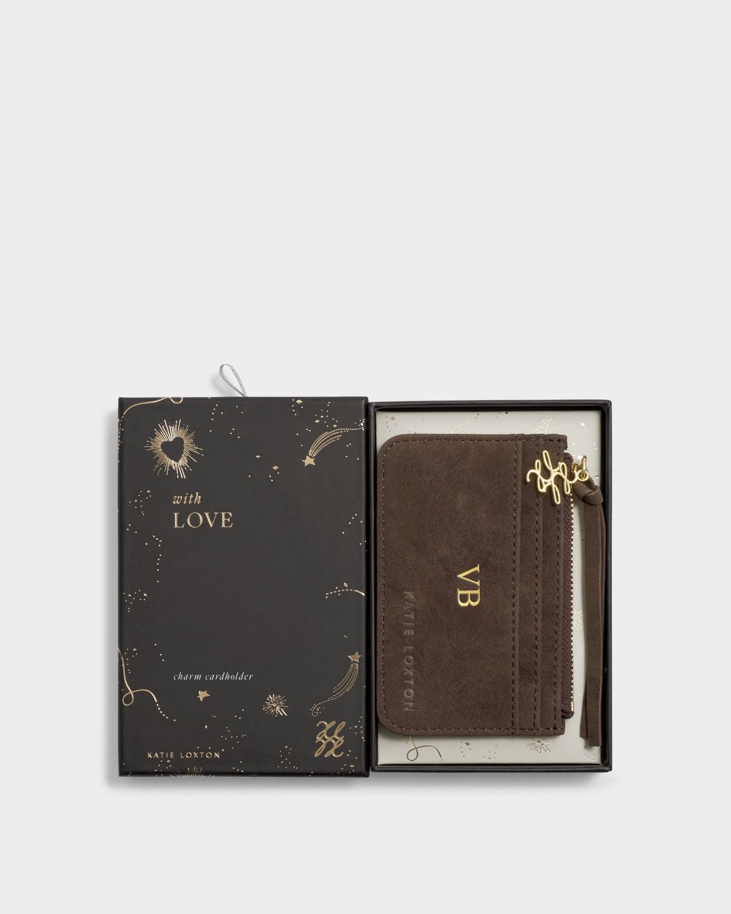 Katie Loxton Gift Boxed Coin & Card Holder in Chocolate Suedette