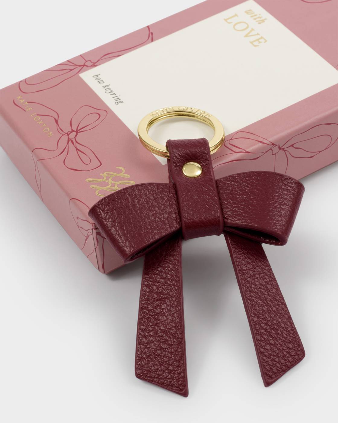 Katie Loxton Boxed Bow Keyring  ‘You Make My Life Bow-tiful’ in Cherry
