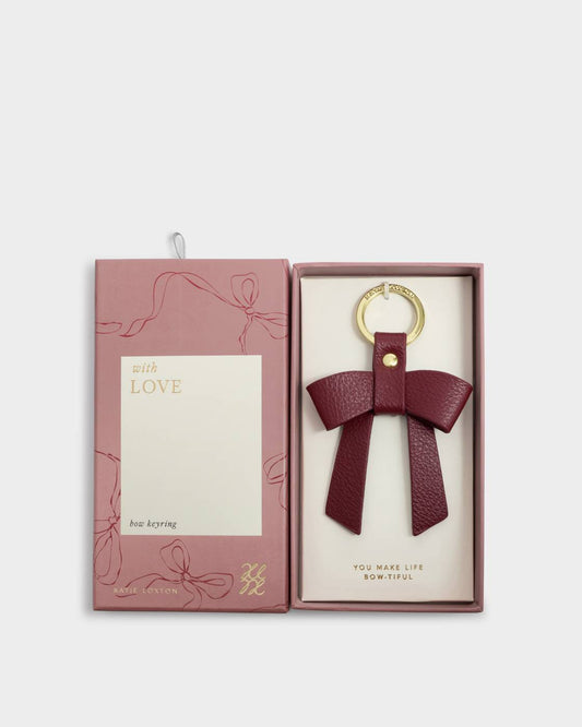 Katie Loxton Boxed Bow Keyring  ‘You Make My Life Bow-tiful’ in Cherry