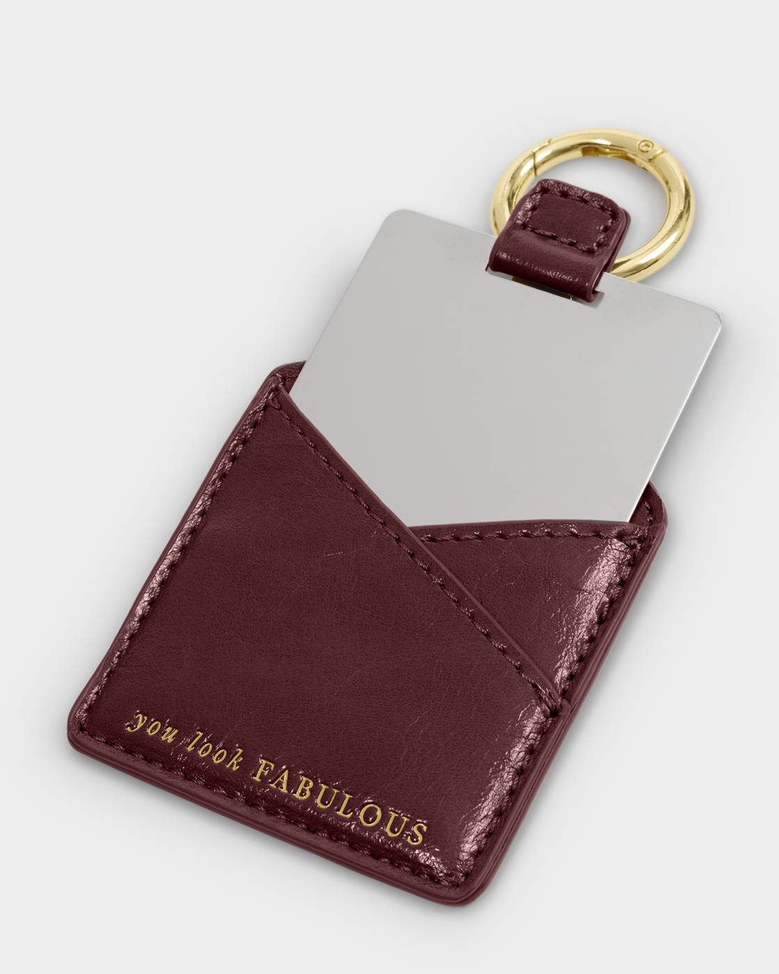 Katie Loxton Boxed Mirror Keyring  'You Look Fabulous' in Cherry Patent Crackle
