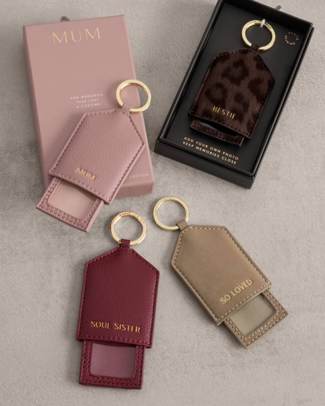 Katie Loxton Boxed 'Mum' Photo Keyring in Deep Rose