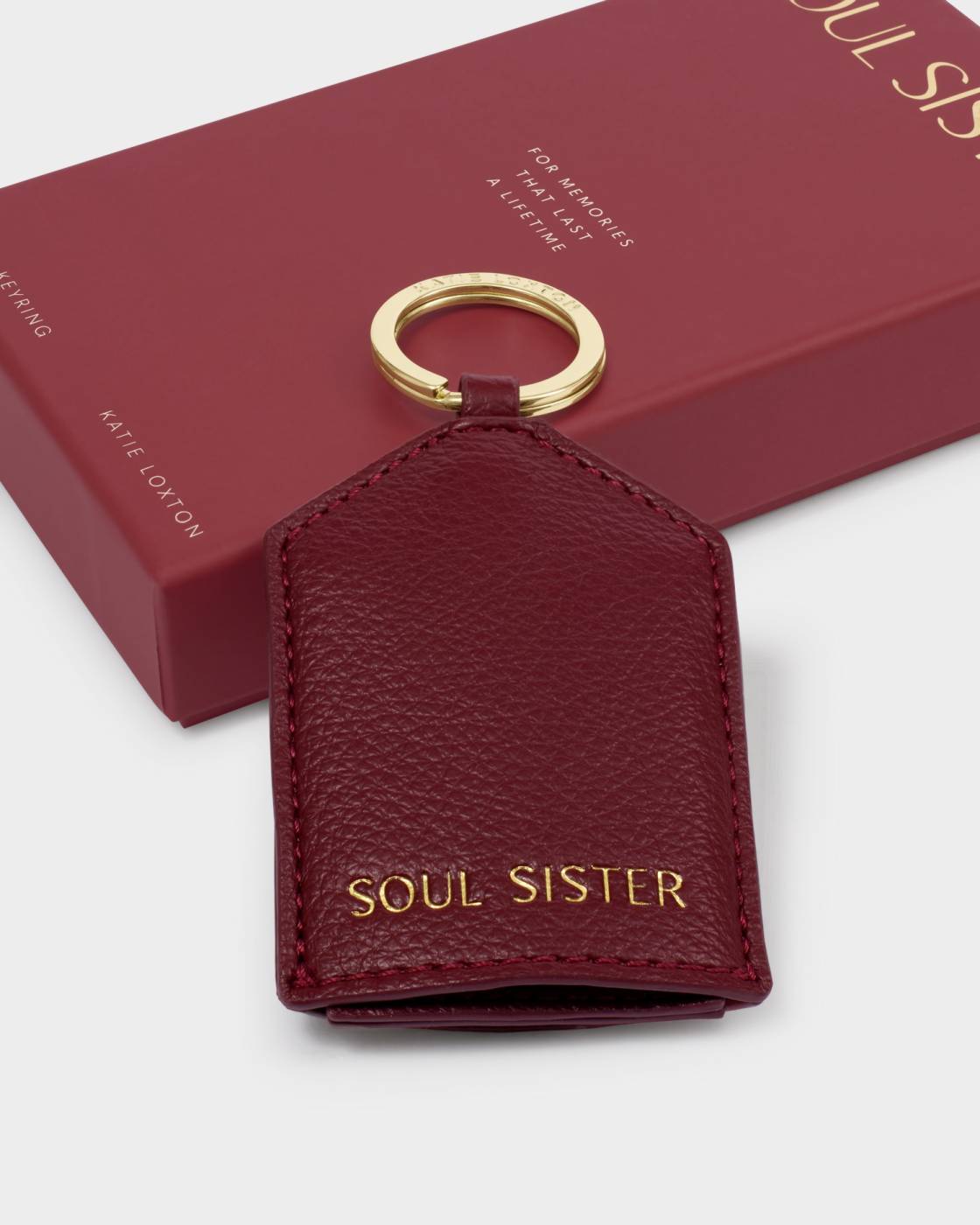 Katie Loxton Boxed 'Soul Sister' Photo Keyring in Cherry